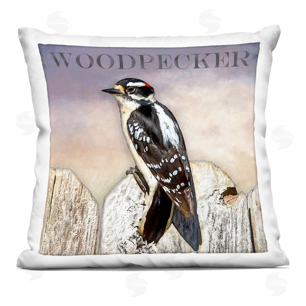 stupell industries Alpenglow Workshop | Woodpecker Bird Nature Animal Design Printed Throw Pillow