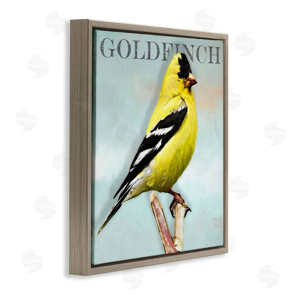 Stupell Industries Alpenglow Workshop | Yellow Goldfinch Bird Portrait Rustic Text Typography Wall Art