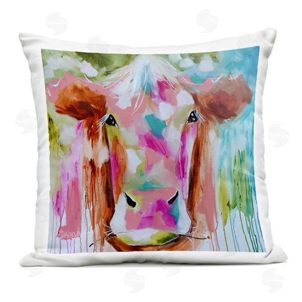 Stupell Industries Amanda Brooks | Expressionist Vibrant Cow Printed Throw Pillow