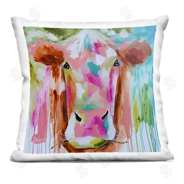 stupell industries Amanda Brooks | Expressionist Vibrant Cow Printed Throw Pillow