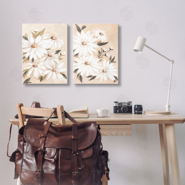 Stupell Industries Amanda Cook | White Daises On Peach Wall Art