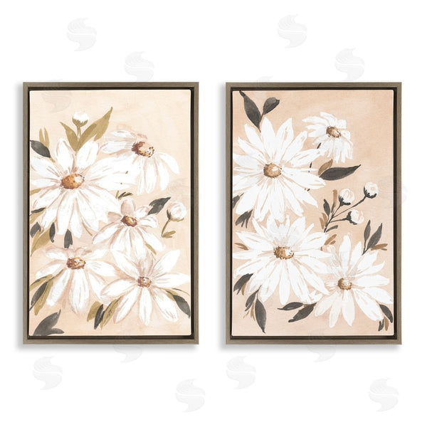 Stupell Industries Amanda Cook | White Daises On Peach Wall Art