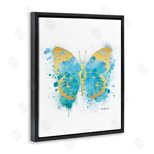 Stupell Industries Amanda Greenwood | Abstract Butterfly Blue Paint Splatter