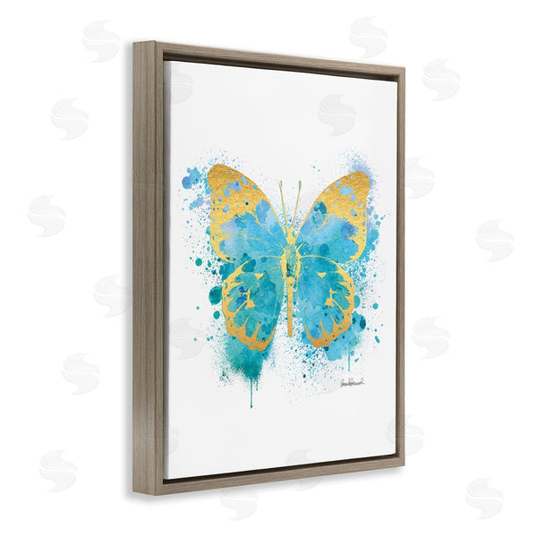 Stupell Industries Amanda Greenwood | Abstract Butterfly Blue Paint Splatter