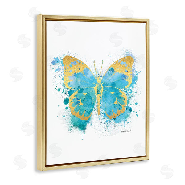 Stupell Industries Amanda Greenwood | Abstract Butterfly Blue Paint Splatter