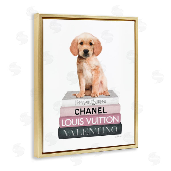 Stupell Industries Amanda Greenwood | Adorable Puppy On Pink Books