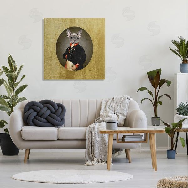 Stupell Industries Amanda Greenwood | Antique Style Dog Portrait Wearing Military Suit Wall Art