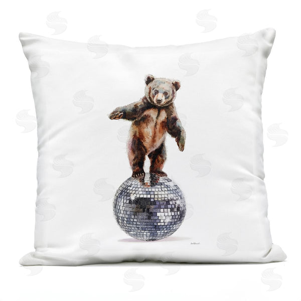 Stupell Industries Amanda Greenwood | Bear Balancing On Disco Ball Printed Throw Pillow