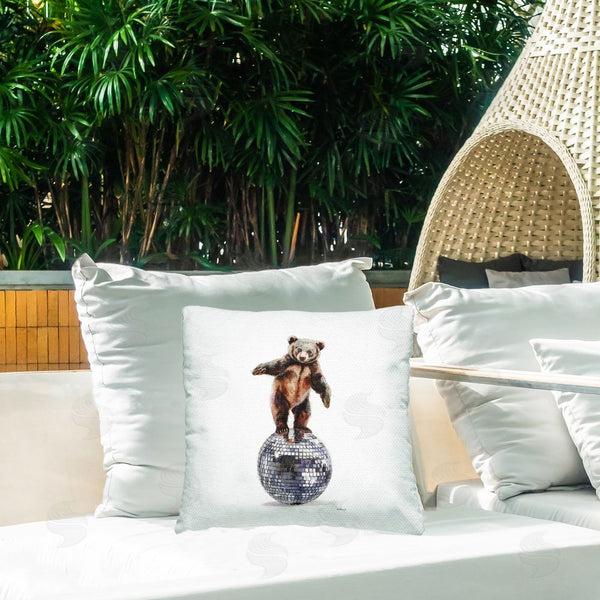 Stupell Industries Amanda Greenwood | Bear Balancing On Disco Ball Printed Throw Pillow