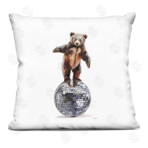 stupell industries Amanda Greenwood | Bear Balancing on Disco Ball Printed Throw Pillow