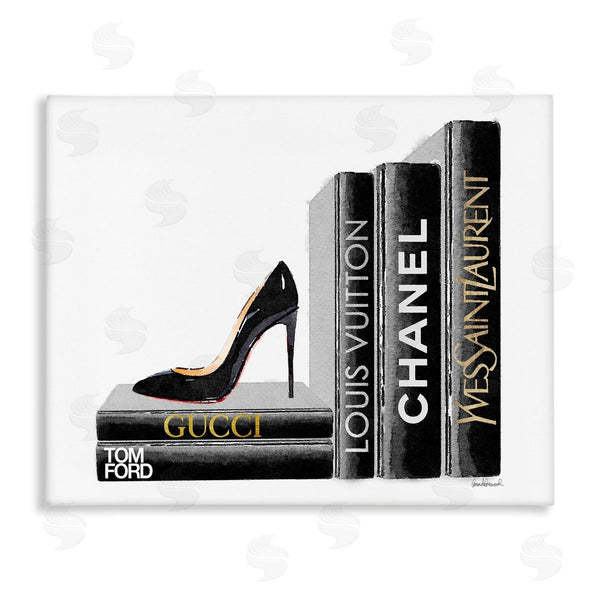 stupell industries Amanda Greenwood | Black Book Shelf with Stilettos