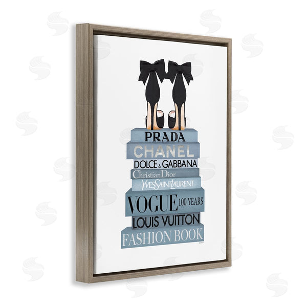 Stupell Industries Amanda Greenwood | Black Bow Shoes Tall Fashion Glam Bookstack Wall Art