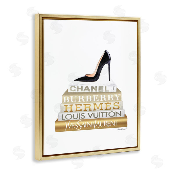 Stupell Industries Amanda Greenwood | Black Heels Gold White Bookstack Wall Art