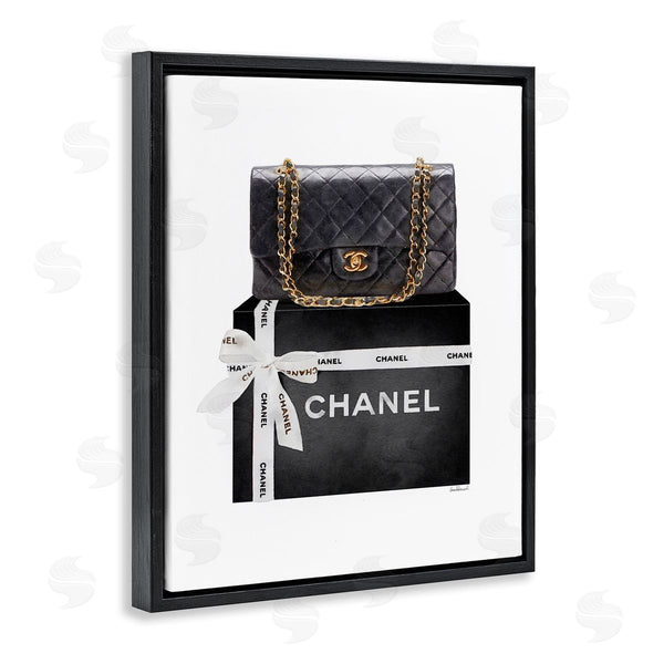 Stupell Industries Amanda Greenwood | Black Quilted Purse On Bold Glam Bow Box Wall Art