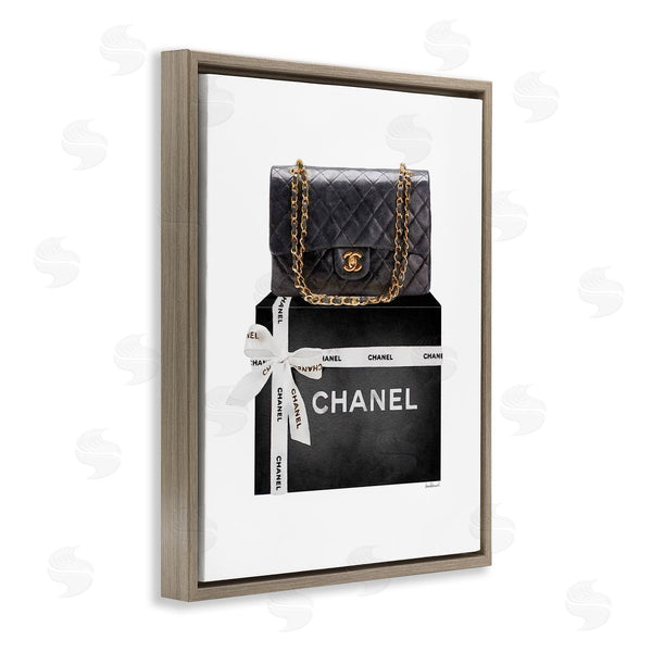 Stupell Industries Amanda Greenwood | Black Quilted Purse On Bold Glam Bow Box Wall Art