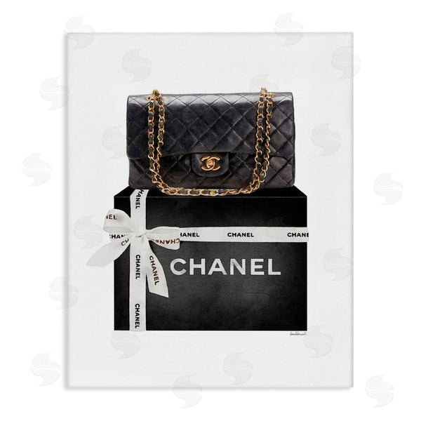 stupell industries Amanda Greenwood | Black Quilted Purse on Bold Glam Bow Box Wall Art