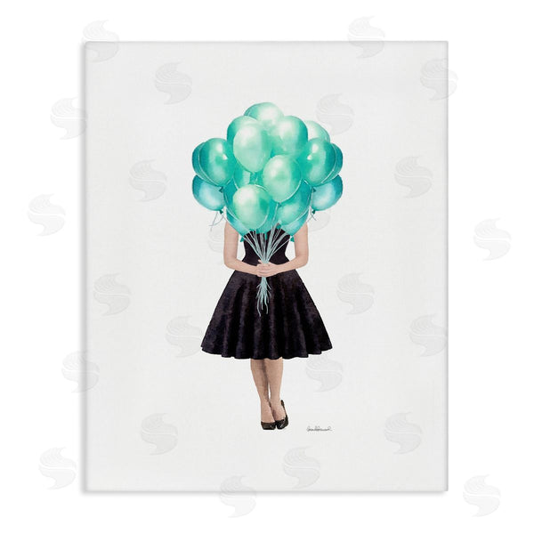 stupell industries Amanda Greenwood | Blue Balloon Black Dress Woman