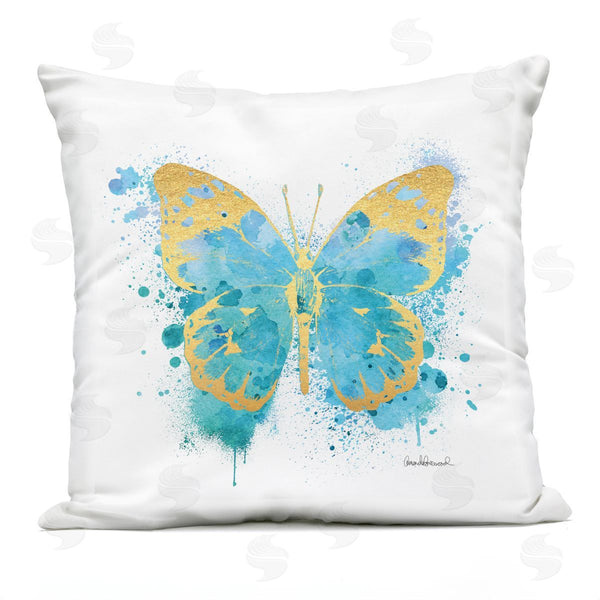 Stupell Industries Amanda Greenwood | Blue Butterfly Urban Splatter Printed Throw Pillow