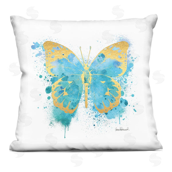 stupell industries Amanda Greenwood | Blue Butterfly Urban Splatter Printed Throw Pillow