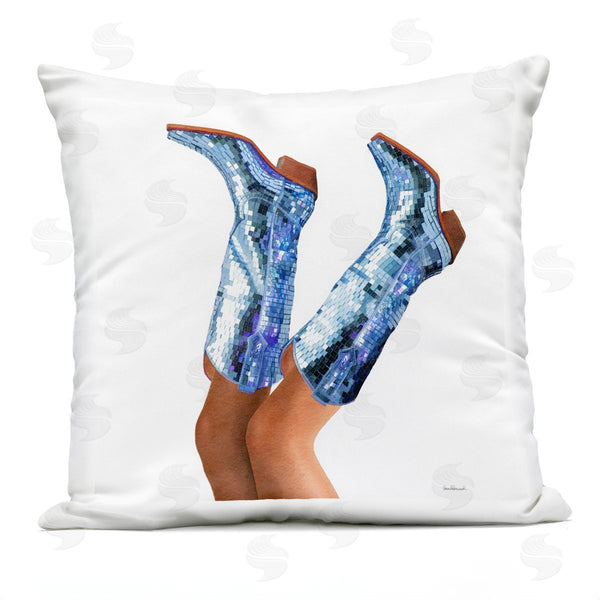 Stupell Industries Amanda Greenwood | Blue Glam Cowgirl Boots Printed Throw Pillow