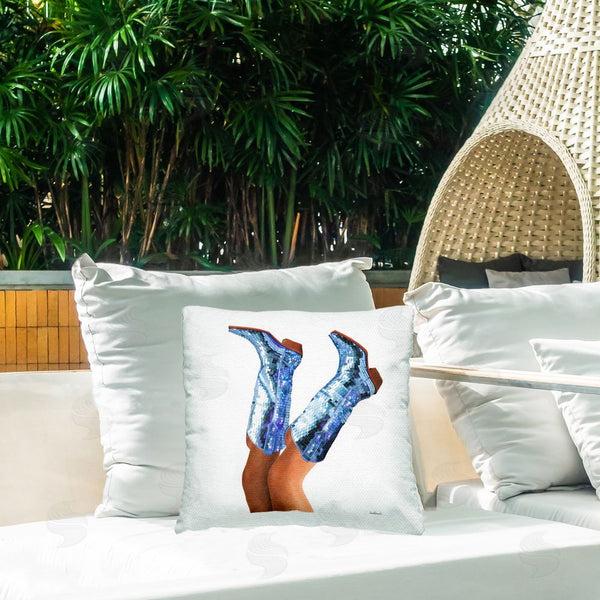 Stupell Industries Amanda Greenwood | Blue Glam Cowgirl Boots Printed Throw Pillow