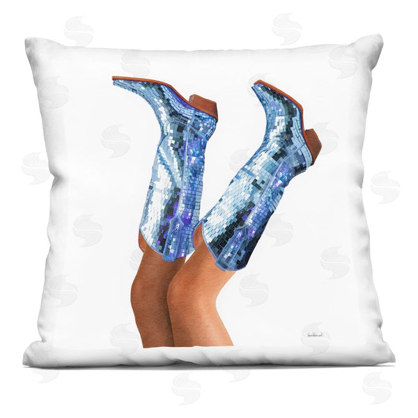 stupell industries Amanda Greenwood | Blue Glam Cowgirl Boots Printed Throw Pillow