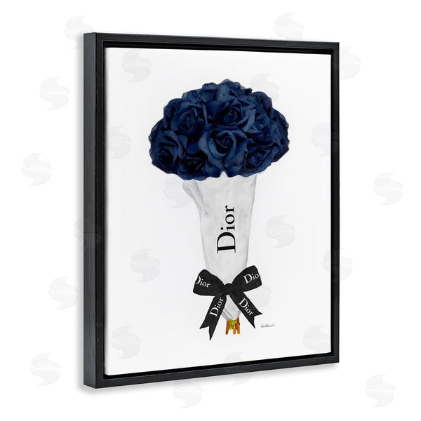 Stupell Industries Amanda Greenwood | Blue Rose Floral Bouquet Fashion Glam Bow Wall Art