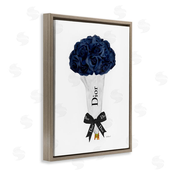 Stupell Industries Amanda Greenwood | Blue Rose Floral Bouquet Fashion Glam Bow Wall Art