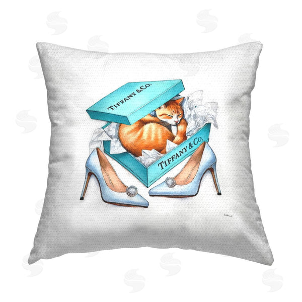 Stupell Industries Amanda Greenwood | Blue Shoebox With Cat Printed Throw Pillow