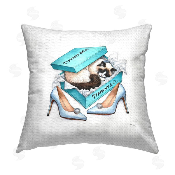 Stupell Industries Amanda Greenwood | Blue Shoebox With Kitten Printed Throw Pillow