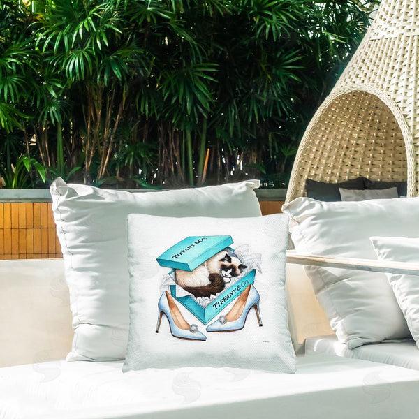 Stupell Industries Amanda Greenwood | Blue Shoebox With Kitten Printed Throw Pillow