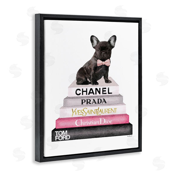 Stupell Industries Amanda Greenwood | Book Stack Fashion French Bulldog