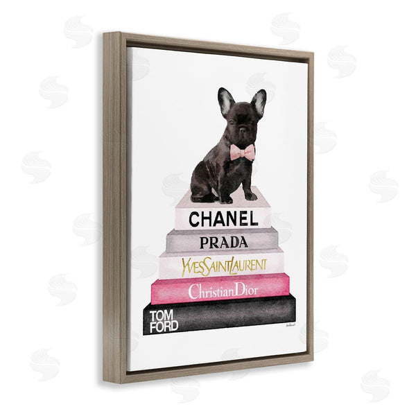 Stupell Industries Amanda Greenwood | Book Stack Fashion French Bulldog