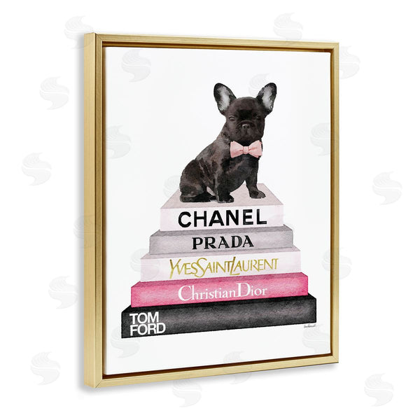 Stupell Industries Amanda Greenwood | Book Stack Fashion French Bulldog