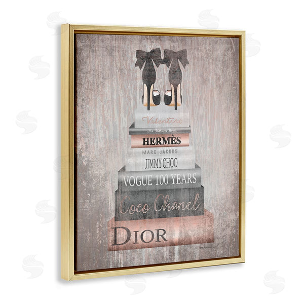 Stupell Industries Amanda Greenwood | Book Stack Heels Metallic Pink