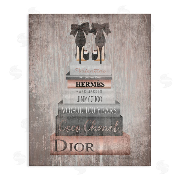 stupell industries Amanda Greenwood | Book Stack Heels Metallic Pink