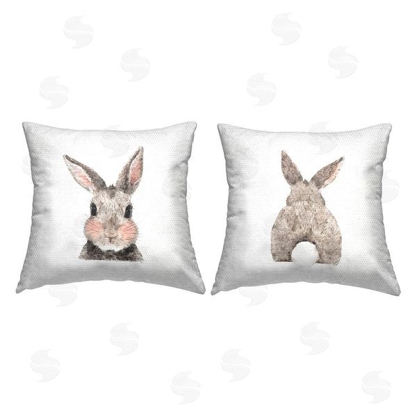Stupell Industries Amanda Greenwood | Brown Rabbits Face & Tail Printed Throw Pillow Set