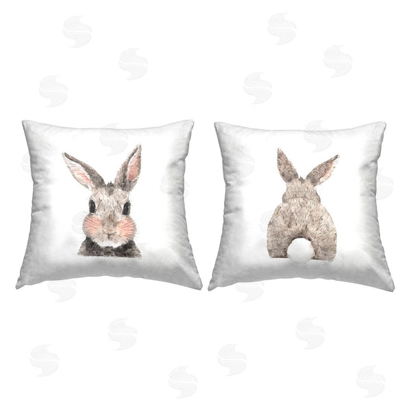 stupell industries Amanda Greenwood | Brown Rabbits Face & Tail Printed Throw Pillow Set