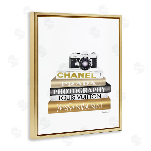 Stupell Industries Amanda Greenwood | Camera Gold Black Bookstack