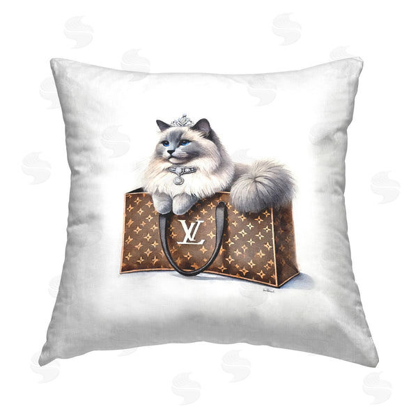 stupell industries Amanda Greenwood | Cat in Glam Purse Printed Throw Pillow