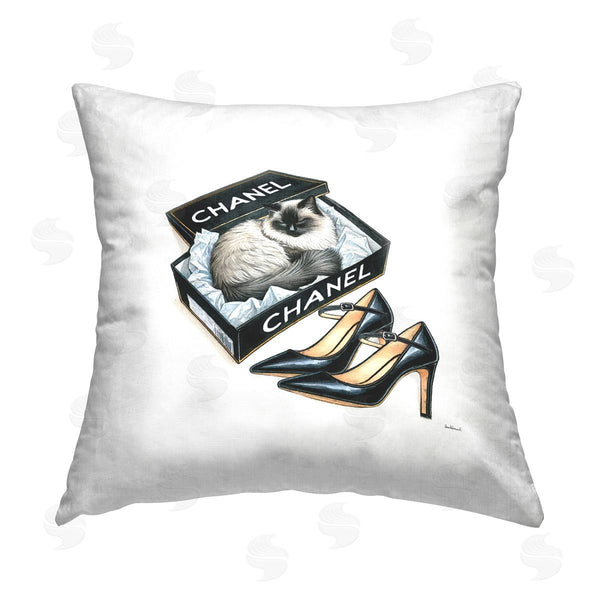 stupell industries Amanda Greenwood | Cat in Glam Shoebox Printed Throw Pillow