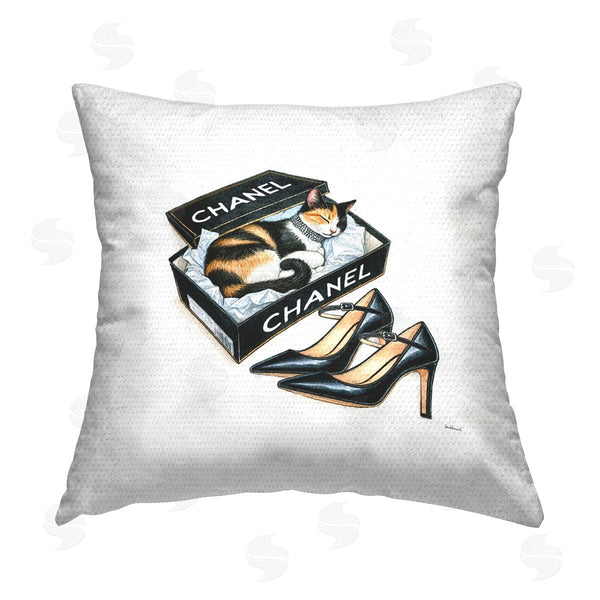 Stupell Industries Amanda Greenwood | Cat Sleeping Heels Box Printed Throw Pillow