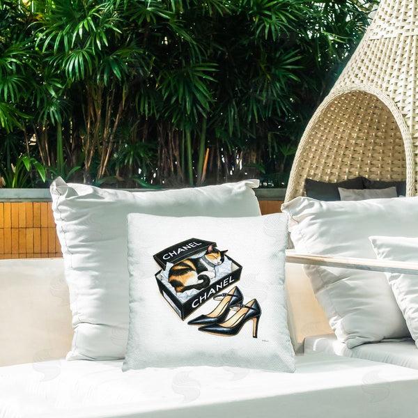 Stupell Industries Amanda Greenwood | Cat Sleeping Heels Box Printed Throw Pillow