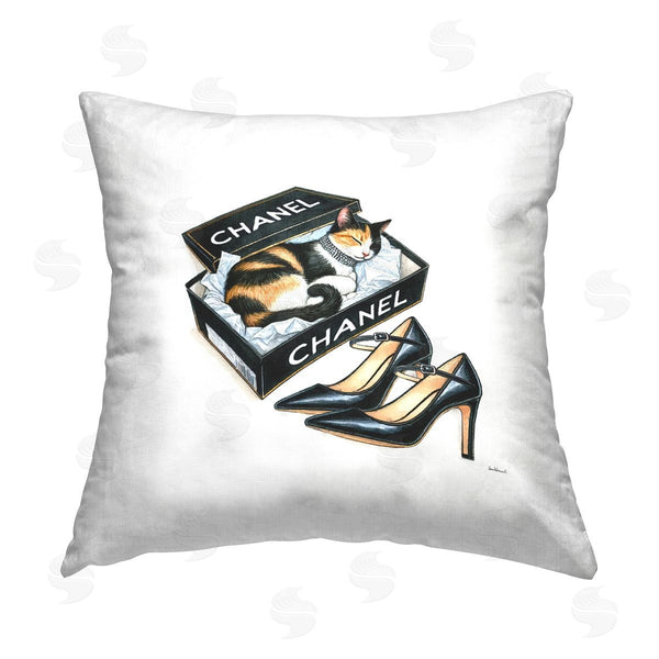 stupell industries Amanda Greenwood | Cat Sleeping Heels Box Printed Throw Pillow