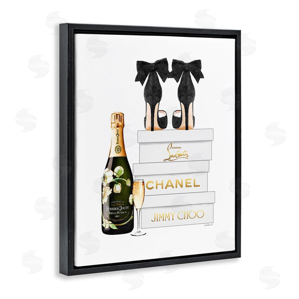 Stupell Industries Amanda Greenwood | Champagne Bubbly Black Heels Glam Shoe Boxes Wall Art