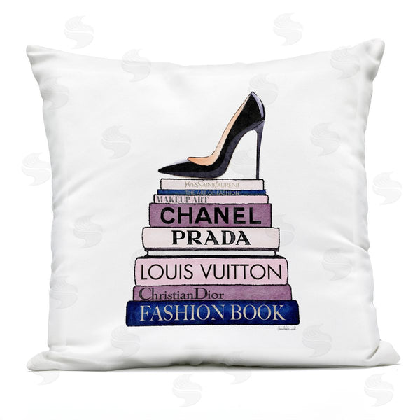 Stupell Industries Amanda Greenwood | Chic Black High Heel Stacked Fashion Books Printed Throw Pillow