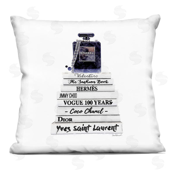 stupell industries Amanda Greenwood | Chic Books with Perfume Bottle Printed Throw Pillow