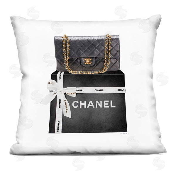 stupell industries Amanda Greenwood | Chic Quilted Purse Black Glam Fashion Brand Printed Throw Pillow
