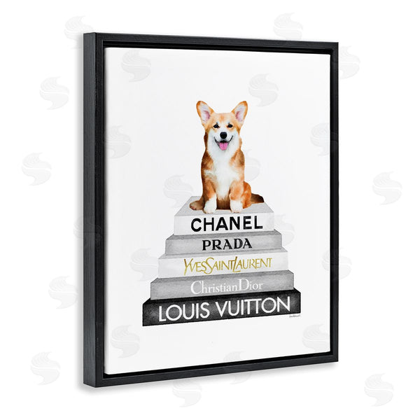 Stupell Industries Amanda Greenwood | Corgi Dog On Grey Bookstack