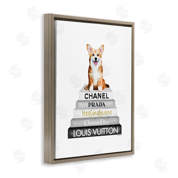 Stupell Industries Amanda Greenwood | Corgi Dog On Grey Bookstack